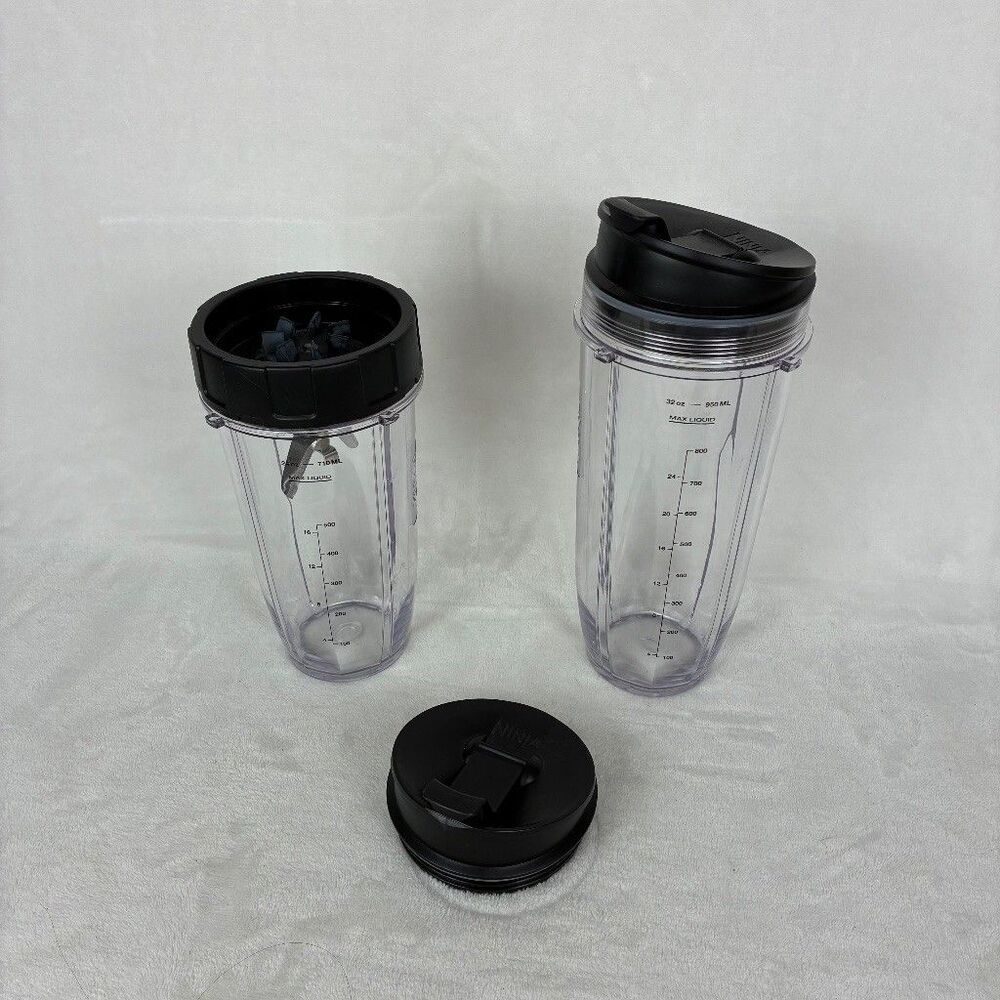 Ninja Blender Cups 24oz 32oz with Blade Assembly -Sip Lids Smoothie Blender